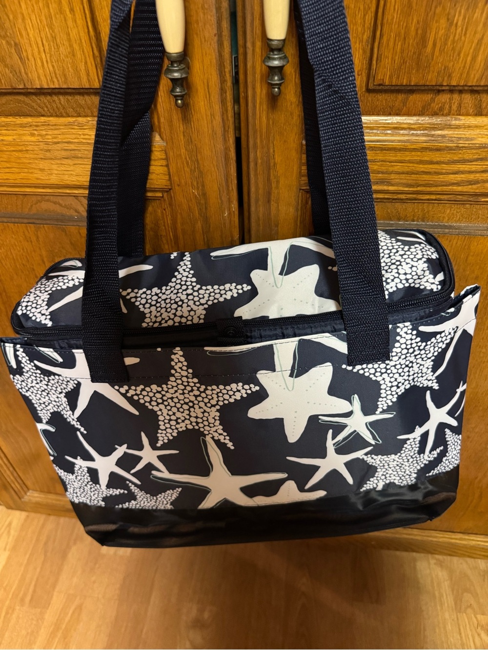 31 Thermal insulated tote, zipper closure snap closure in front NWT starfish - Picture 1 of 9